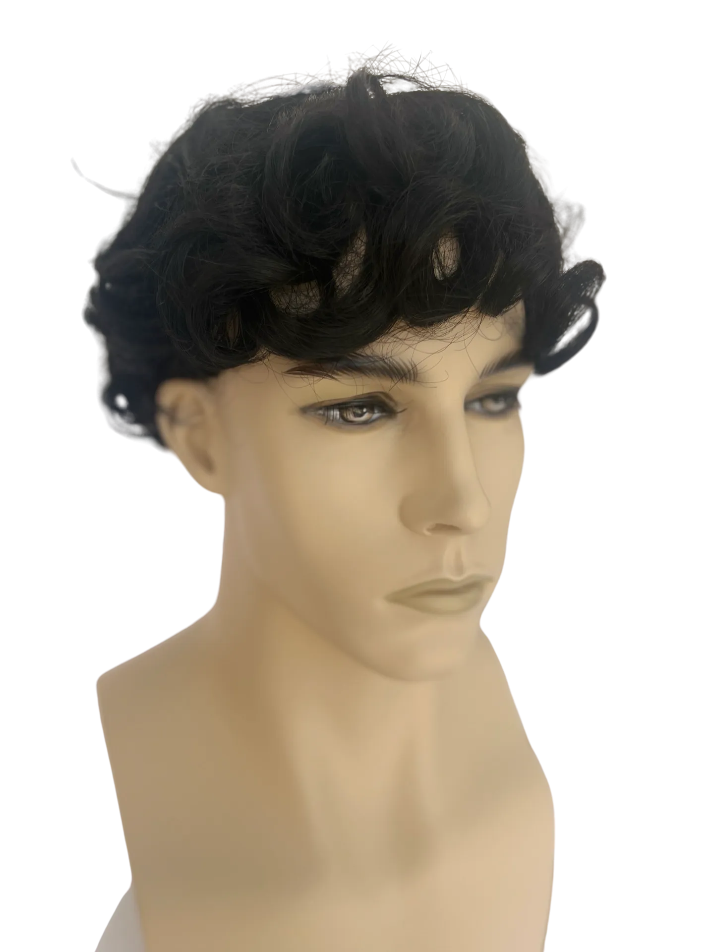 Off Black Free Parting Hair System for Men Toupee Hairpiece Wavy Natural Lightweight Breezy