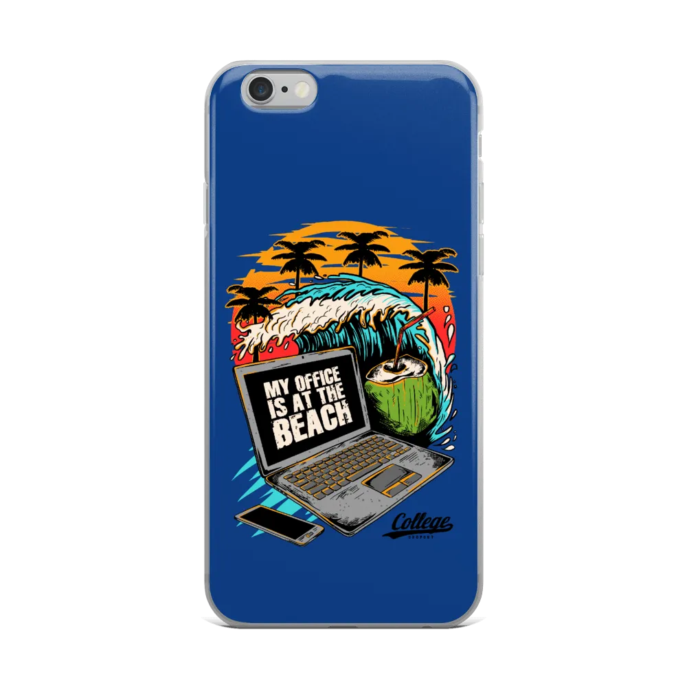 Office At The Beach iPhone Case - Blue