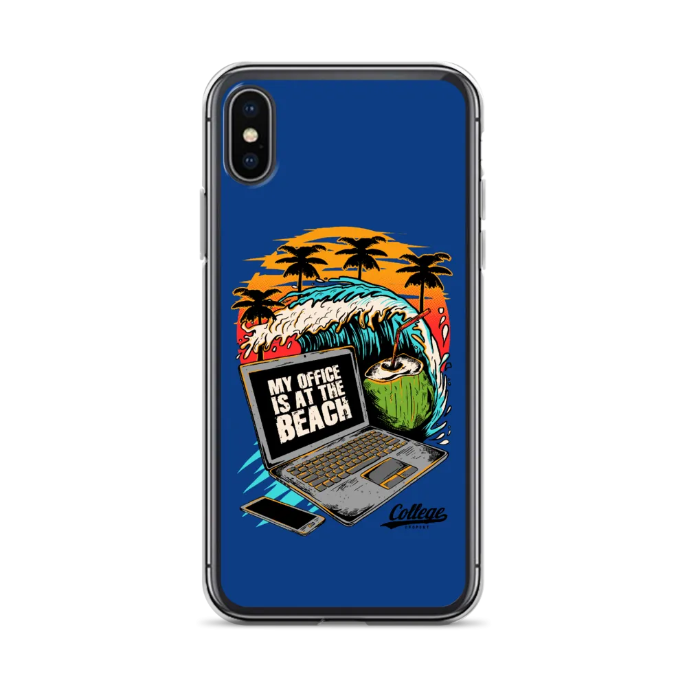 Office At The Beach iPhone Case - Blue
