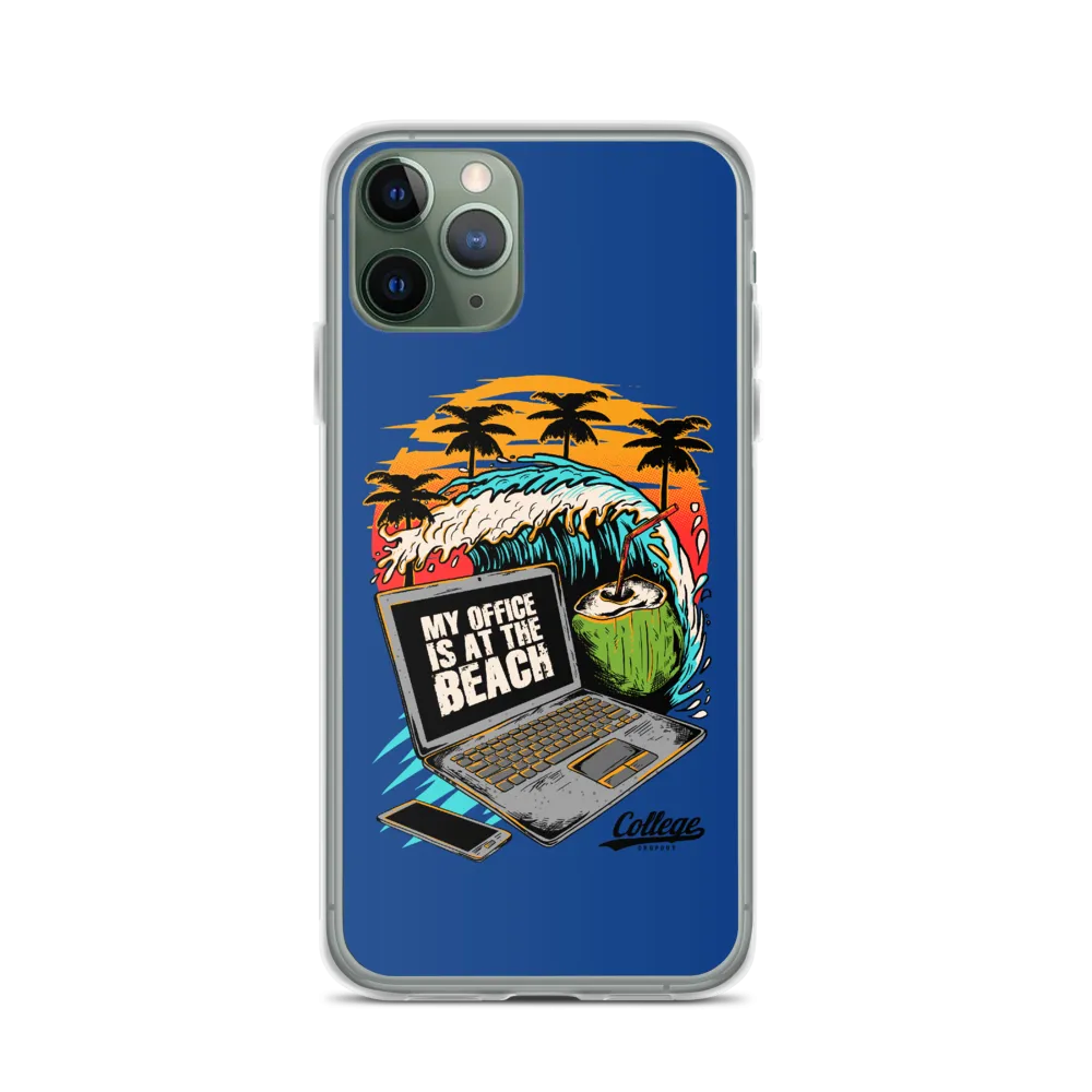 Office At The Beach iPhone Case - Blue