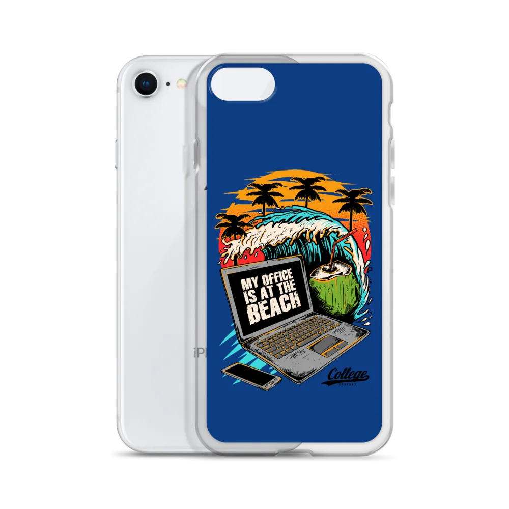 Office At The Beach iPhone Case - Blue