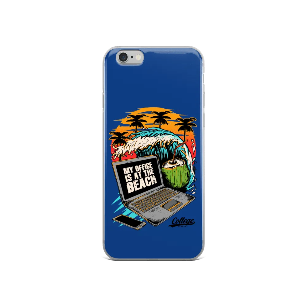 Office At The Beach iPhone Case - Blue