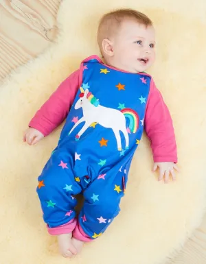 Organic Rainbow Unicorn Applique Slungarees