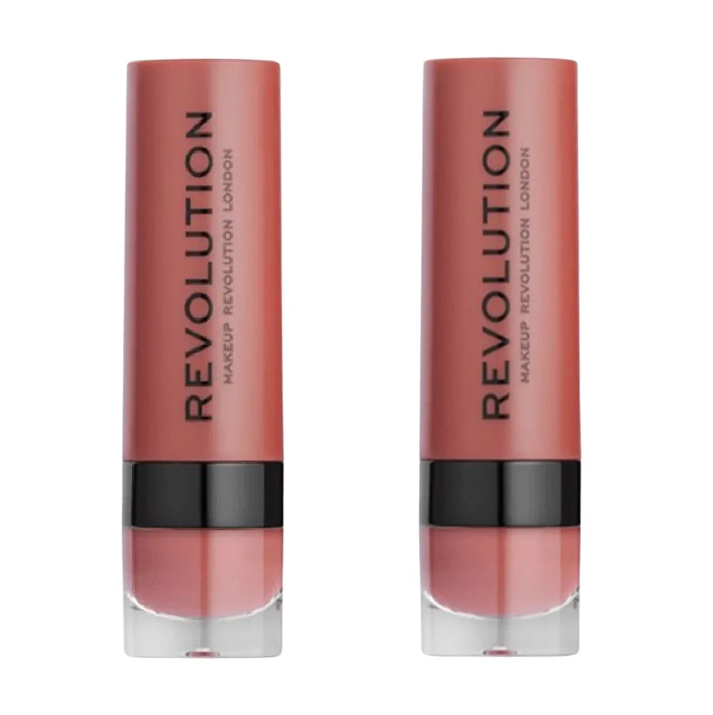 Pack of 2 Makeup Revolution Beauty Matte Lipstick, Heart Race 113