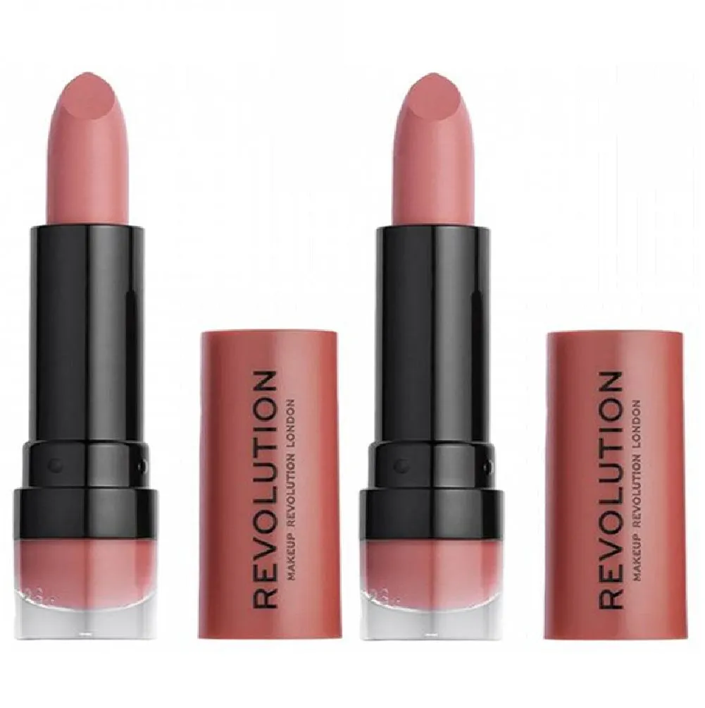 Pack of 2 Makeup Revolution Beauty Matte Lipstick, Heart Race 113