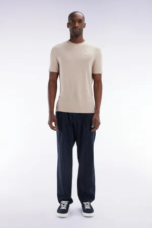 Pantalon seersucker en coton stretch marine à rayure tennis