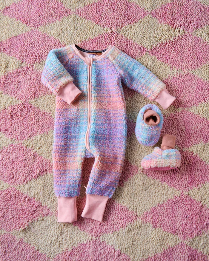 Pastel Dreams Tartan Sherpa Long Sleeve Zip Romper | Kip & Co