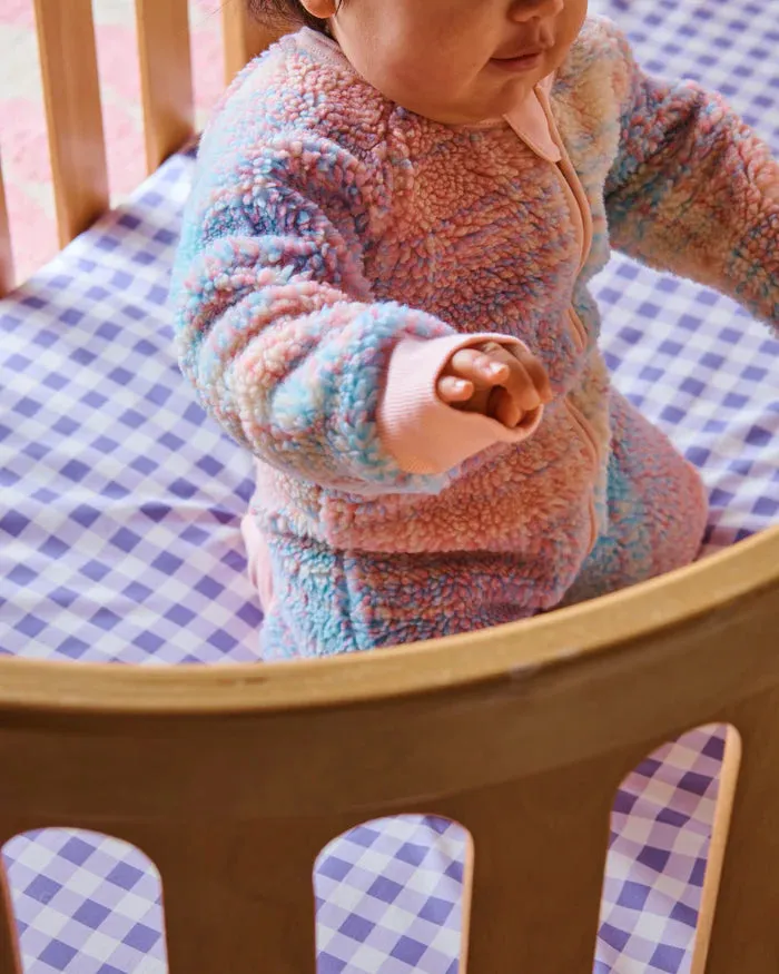 Pastel Dreams Tartan Sherpa Long Sleeve Zip Romper | Kip & Co
