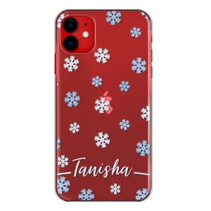 Personalised Oppo Phone Hard Case with Falling Snowflakes and Stylish White Text
