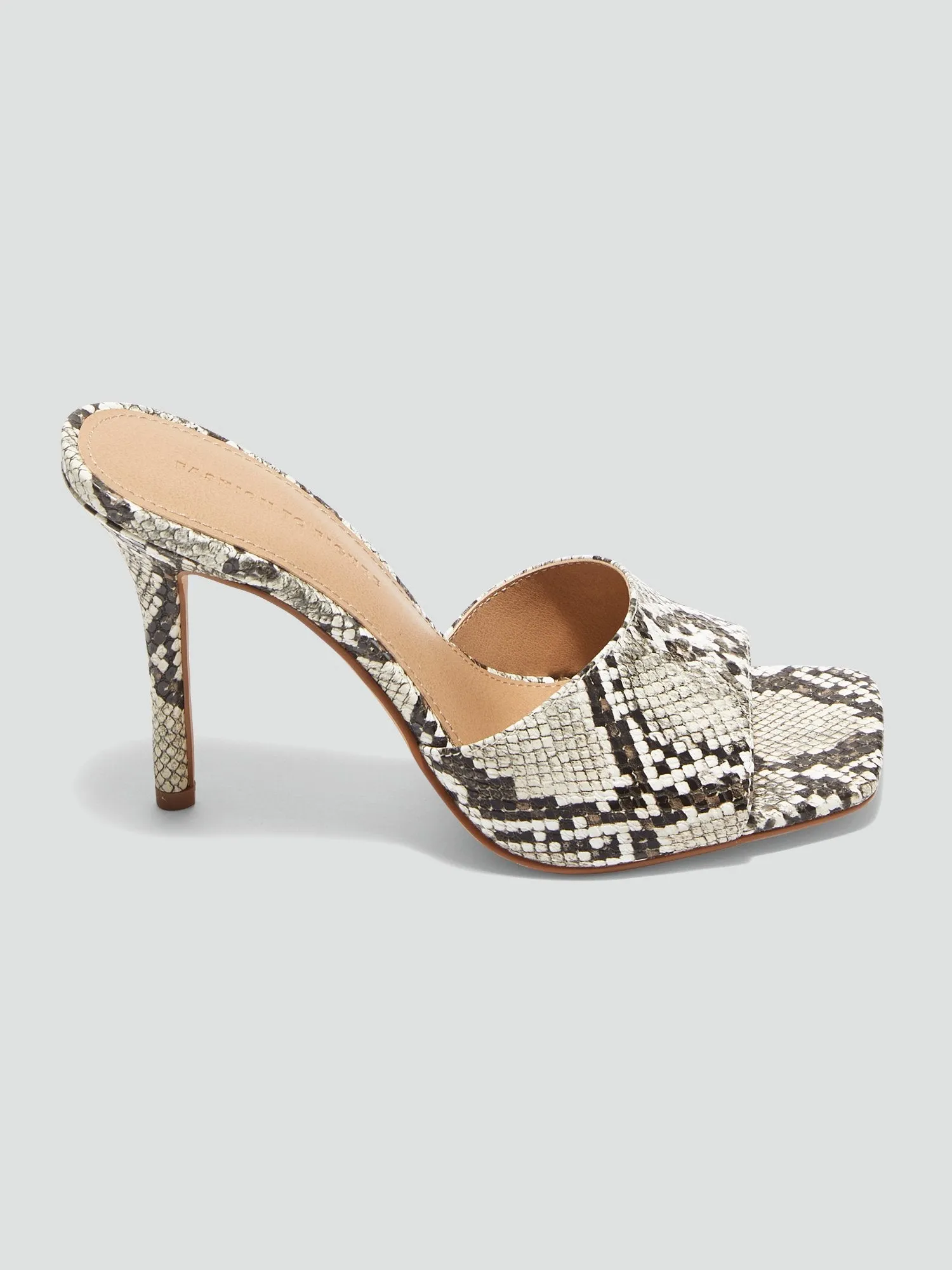 Philomena Snakeskin Open Back Sandals