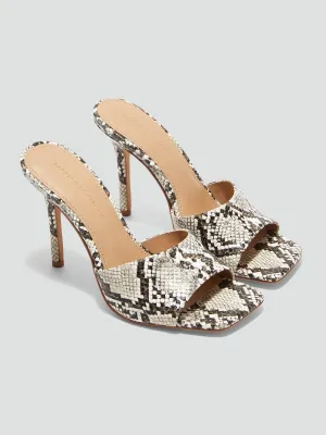 Philomena Snakeskin Open Back Sandals