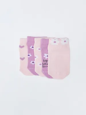 Printed Baby Girl Booties Socks 5-pack