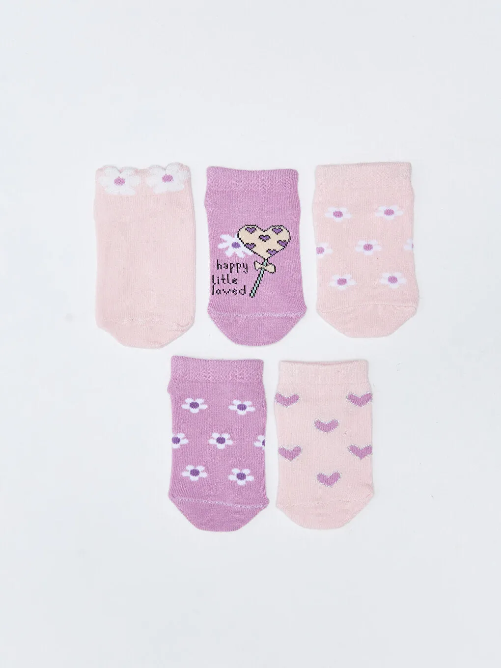 Printed Baby Girl Booties Socks 5-pack