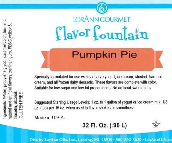 Pumpkin Pie Flavor - 4 oz. - 32 oz. - Ice Cream and Beverage Flavors - LorAnn Oils - Canadian Distribution