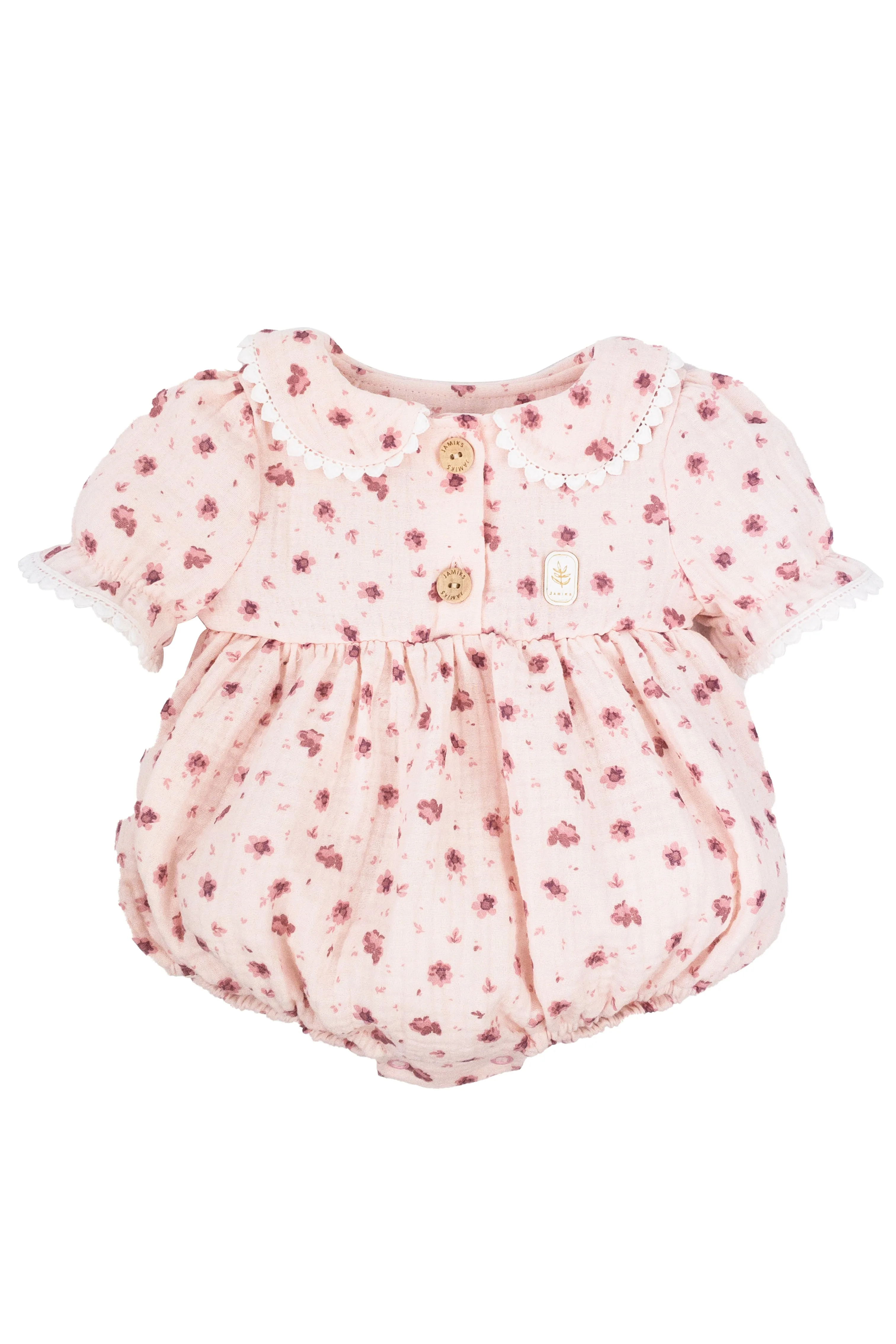 "Salina" Apricot & Dusky Pink Floral Romper