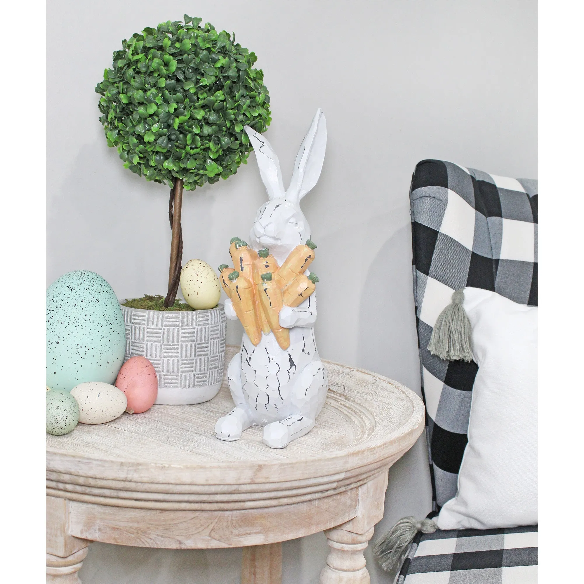 Rabbit Statue with Carrots (13-Inches, Case of 12)