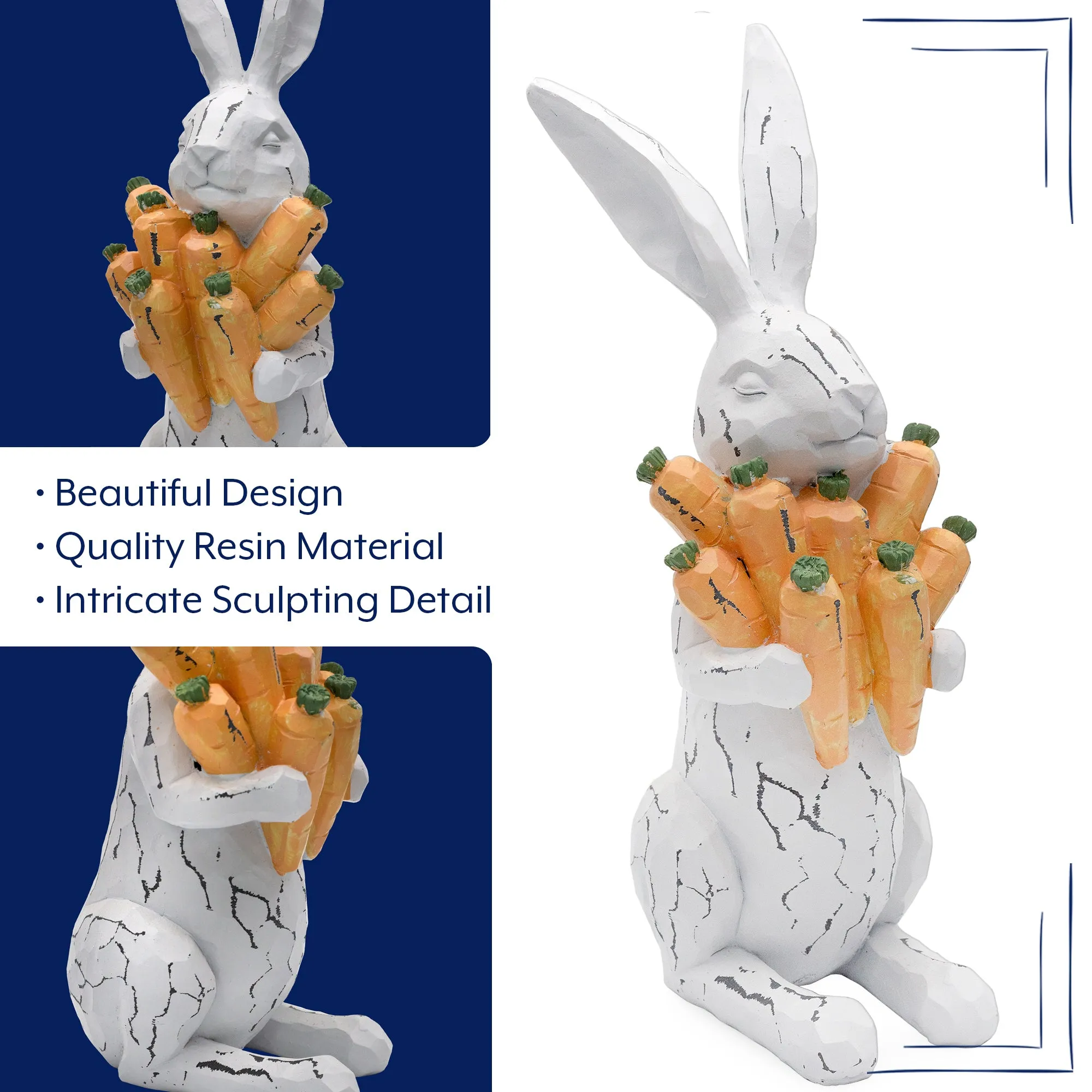 Rabbit Statue with Carrots (13-Inches, Case of 12)