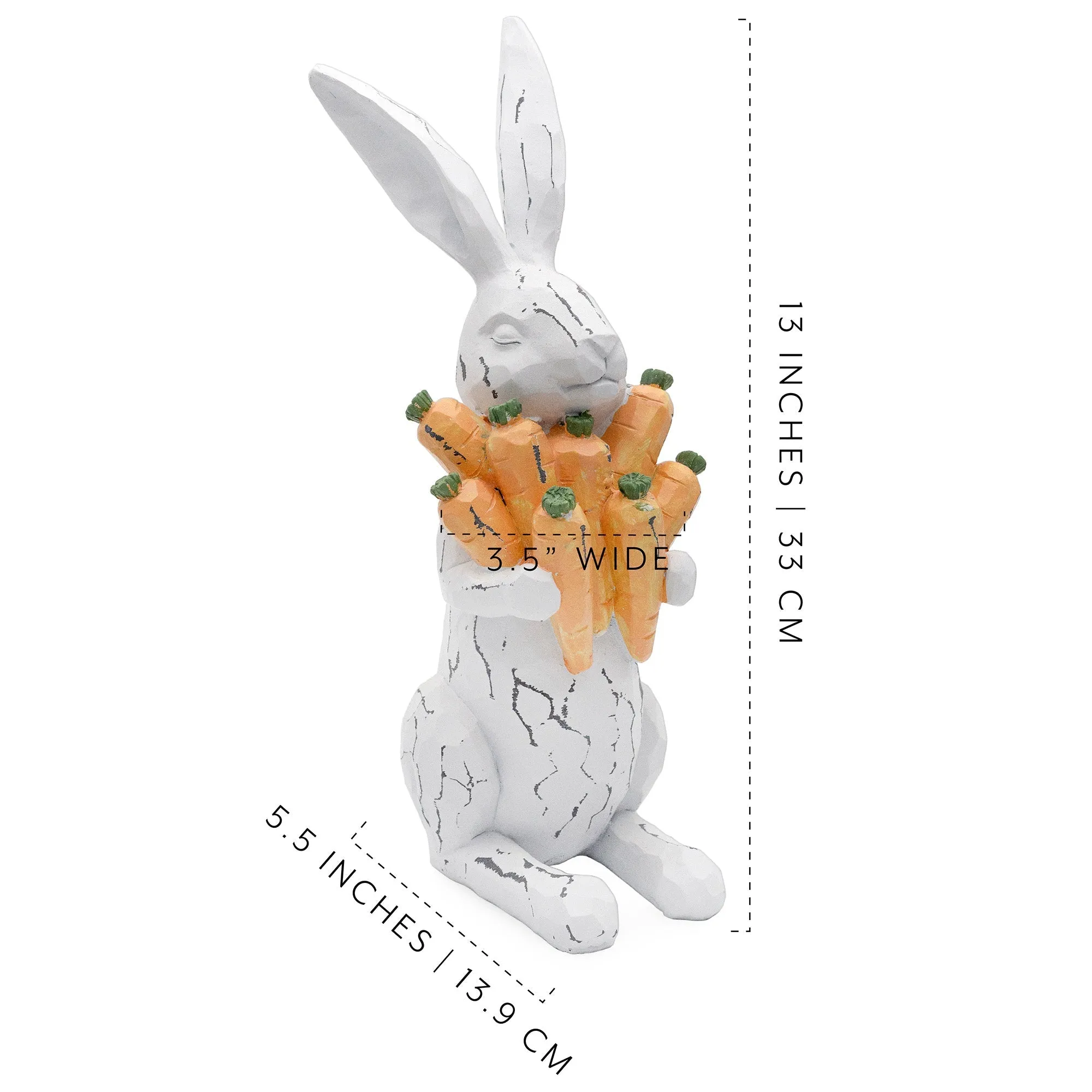 Rabbit Statue with Carrots (13-Inches, Case of 12)
