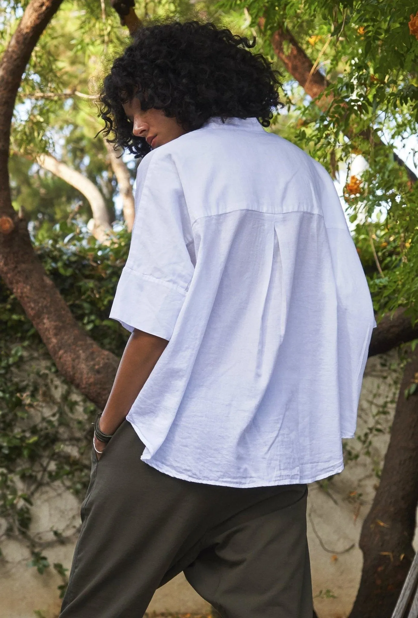 re:hOMe - White Cotton Easy Shirt