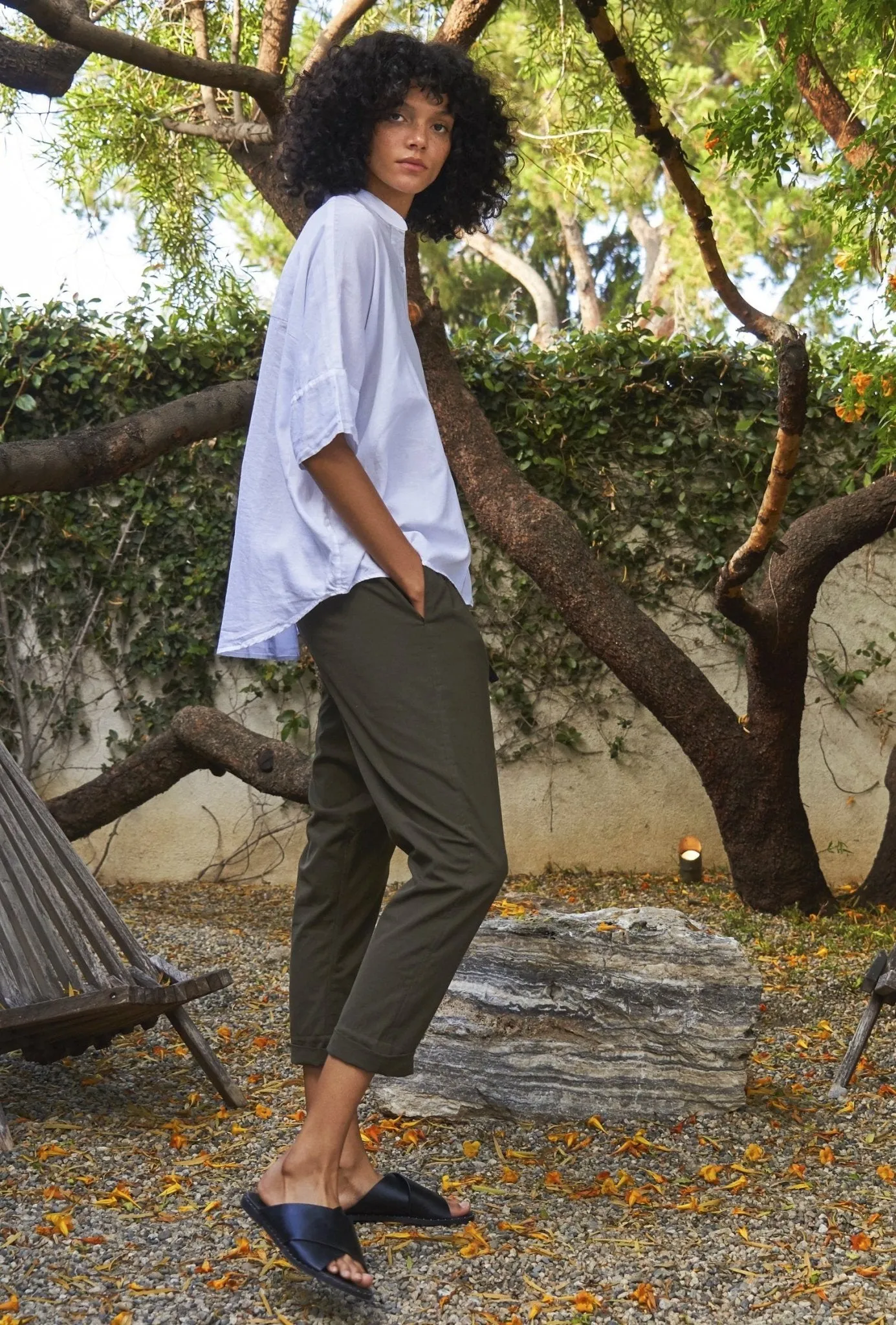 re:hOMe - White Cotton Easy Shirt