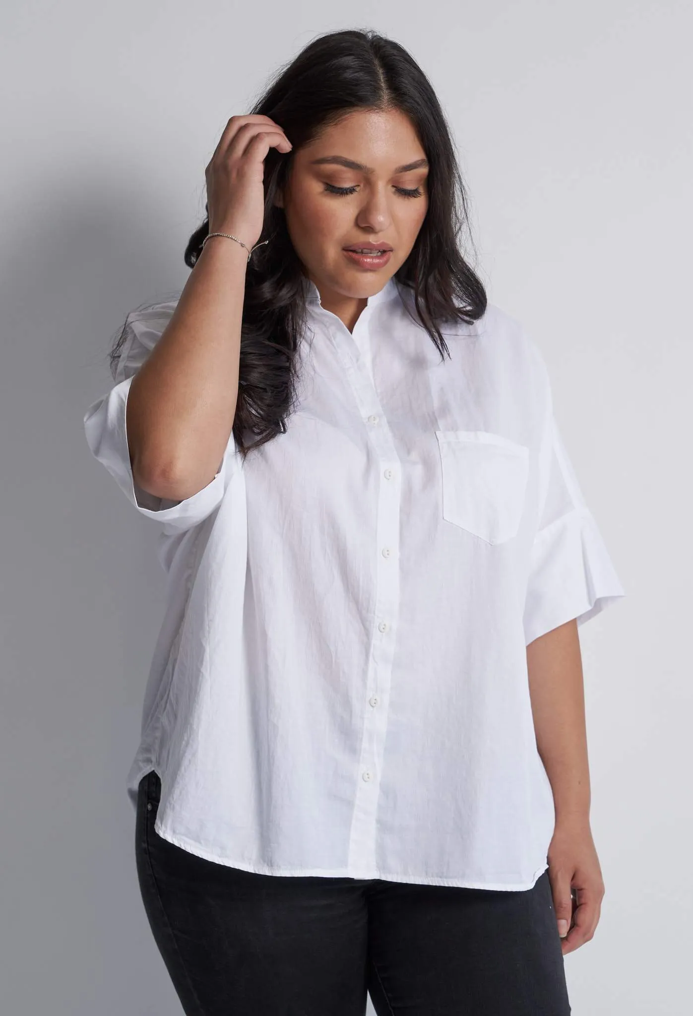 re:hOMe - White Cotton Easy Shirt