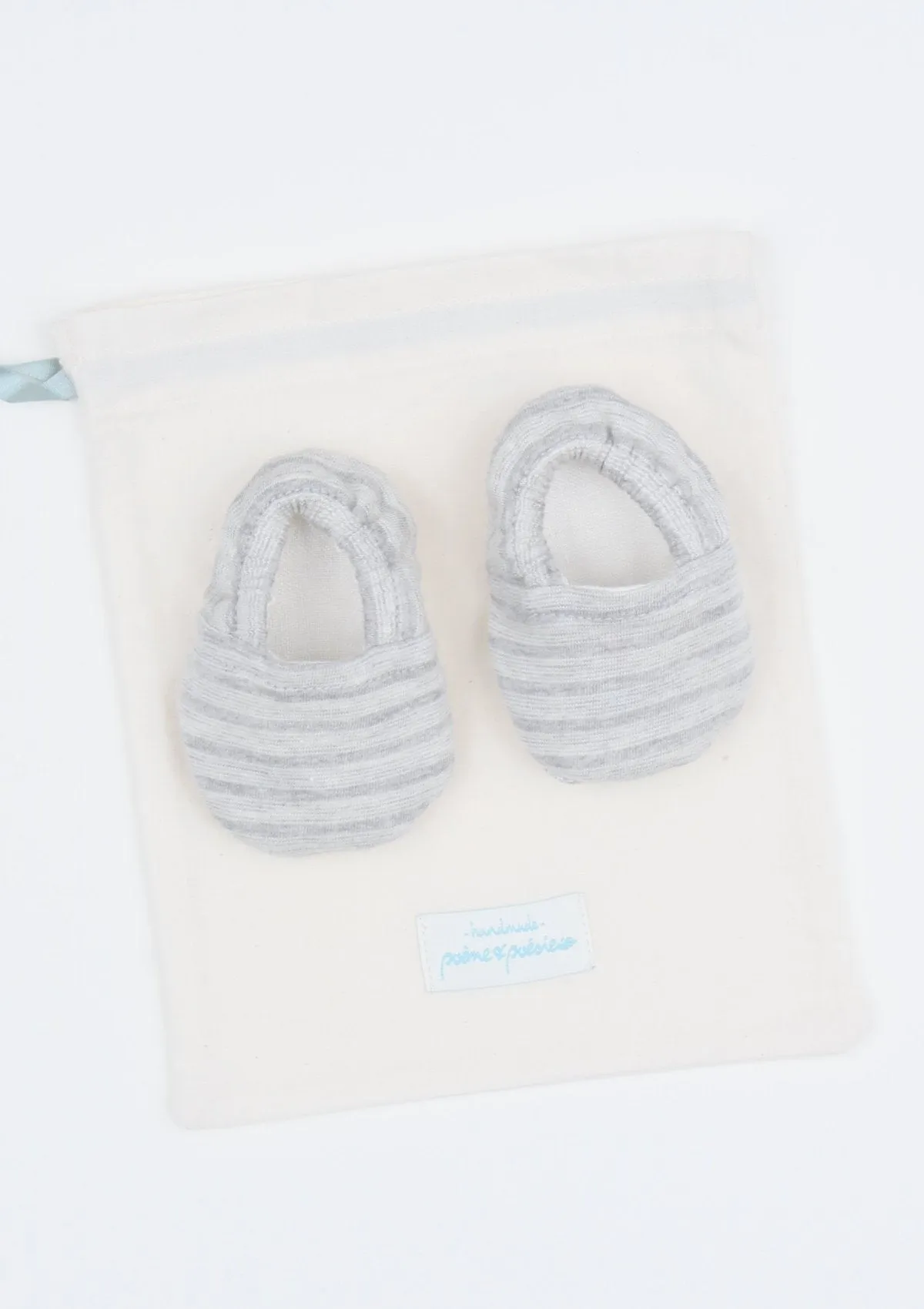 Reversible Cowboy Bootie, White and Grey Stripe