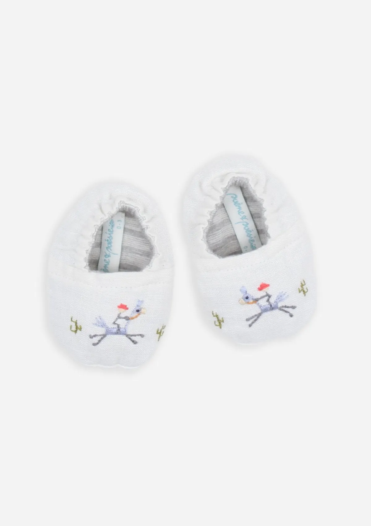Reversible Cowboy Bootie, White and Grey Stripe