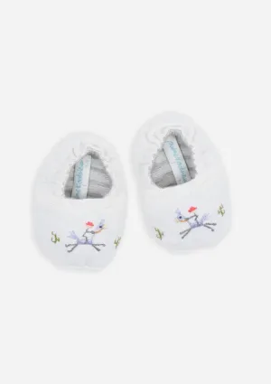 Reversible Cowboy Bootie, White and Grey Stripe