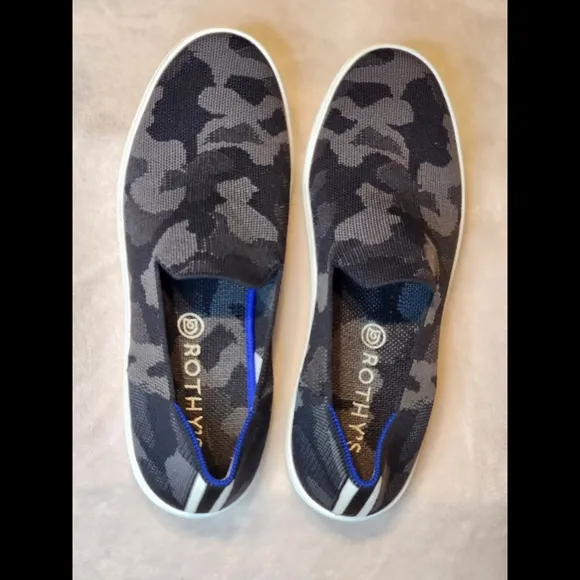 Rothys The Sneaker Women's Camo Gray Black Blue Size 10W