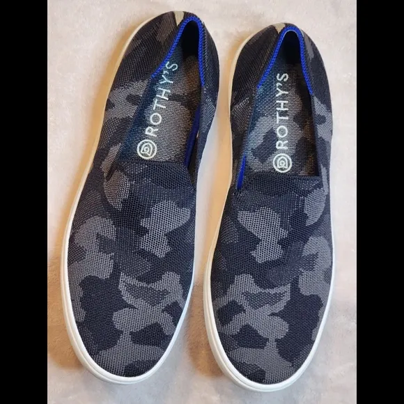 Rothys The Sneaker Women's Camo Gray Black Blue Size 10W