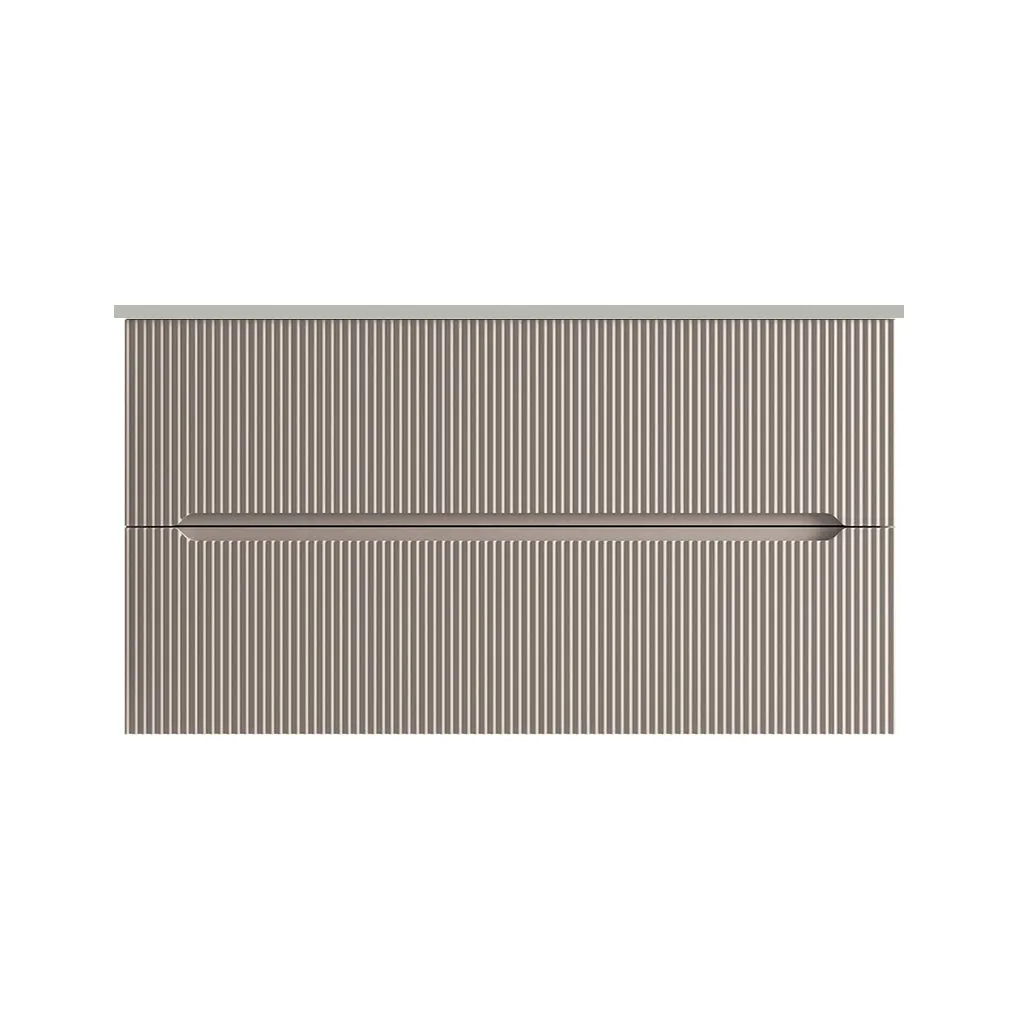 Runway 2 Drawers Bathroom Vanity with Solid Surface Matte Grey without Faucet Hole - Wall Mount - 36" Mdf/Matt Warm Grey