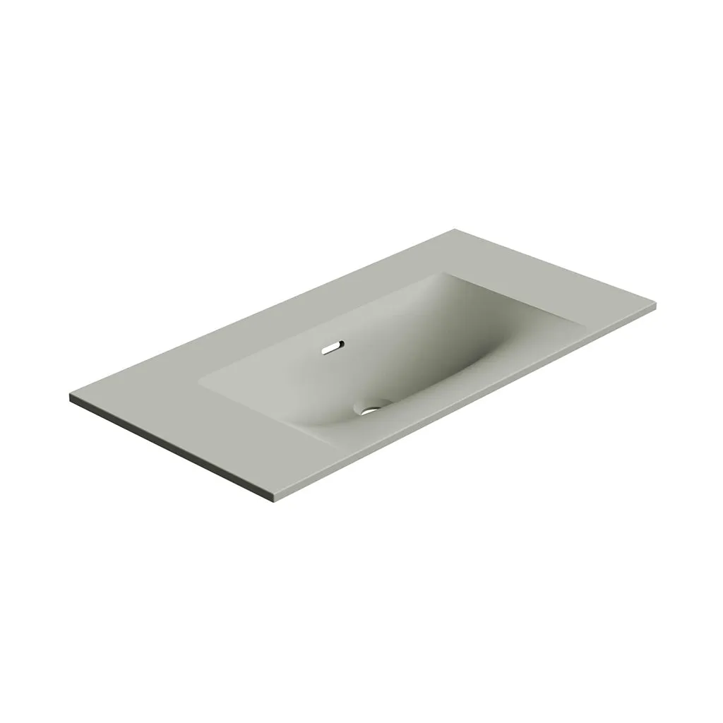 Runway 2 Drawers Bathroom Vanity with Solid Surface Matte Grey without Faucet Hole - Wall Mount - 36" Mdf/Matt Warm Grey