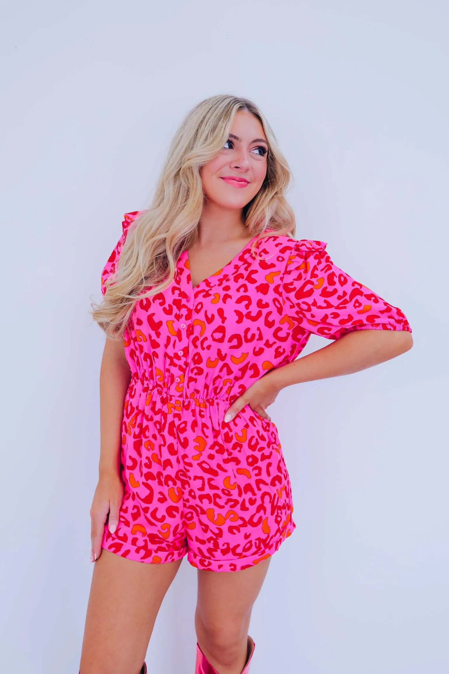 Rylie Ruffled Leopard Print Romper