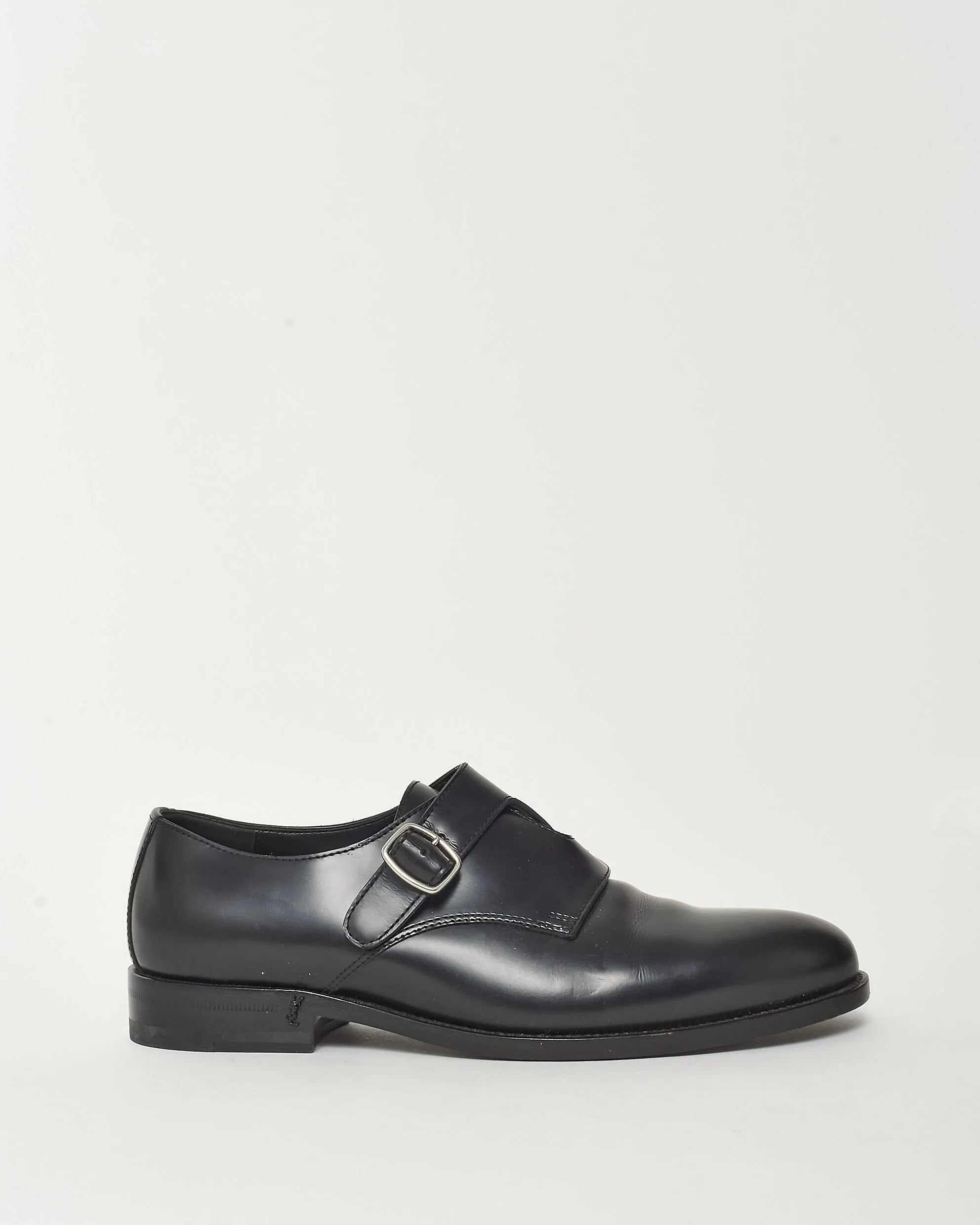 Saint Laurent Black Leather Dylan Buckle Monk Oxford Shoes - 38