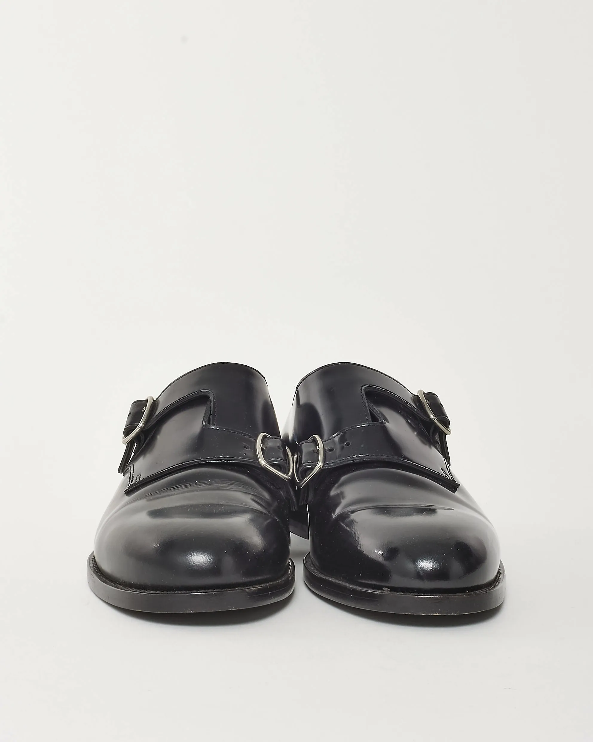 Saint Laurent Black Leather Dylan Buckle Monk Oxford Shoes - 38