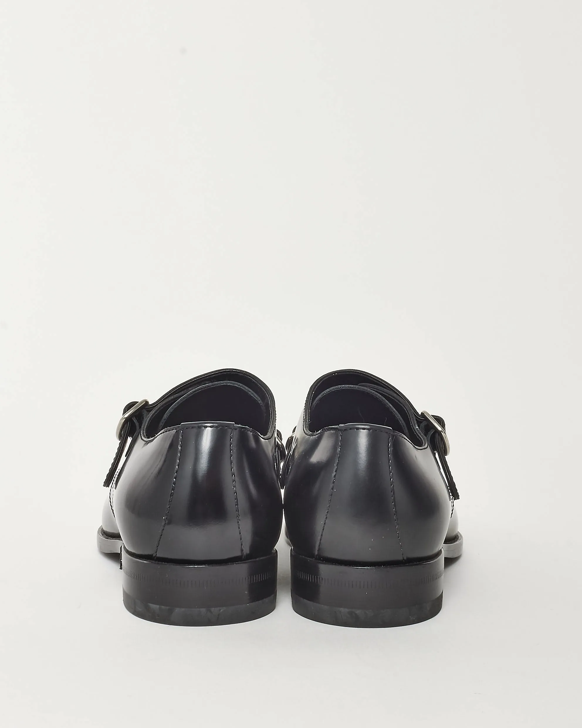 Saint Laurent Black Leather Dylan Buckle Monk Oxford Shoes - 38