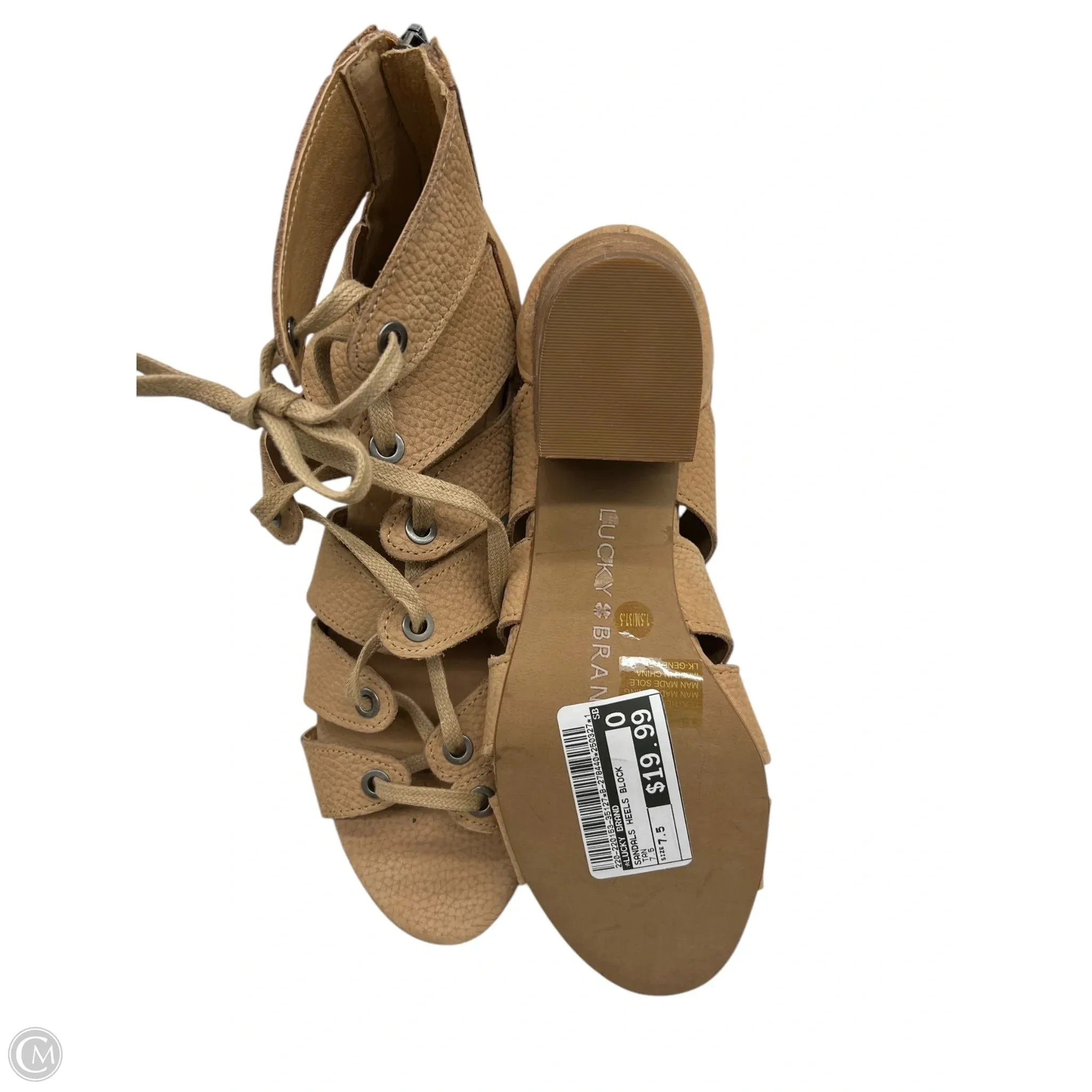 Sandals Heels Block By Lucky Brand In Tan, Size: 7.5