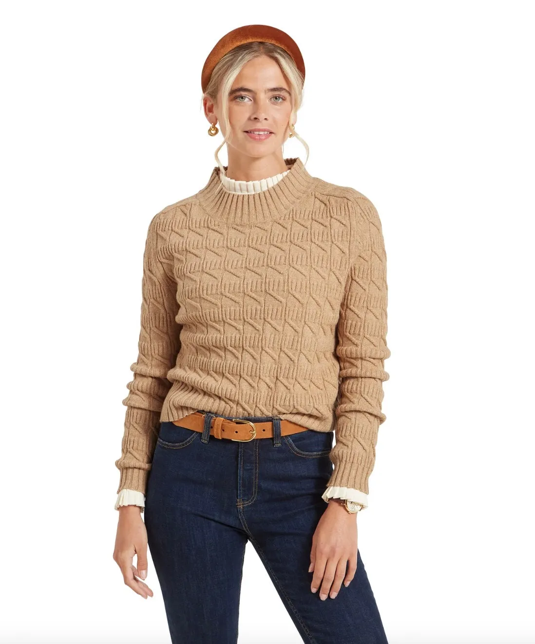 Schoffel Womens Sandsend cable - Warm Sand or Navy
