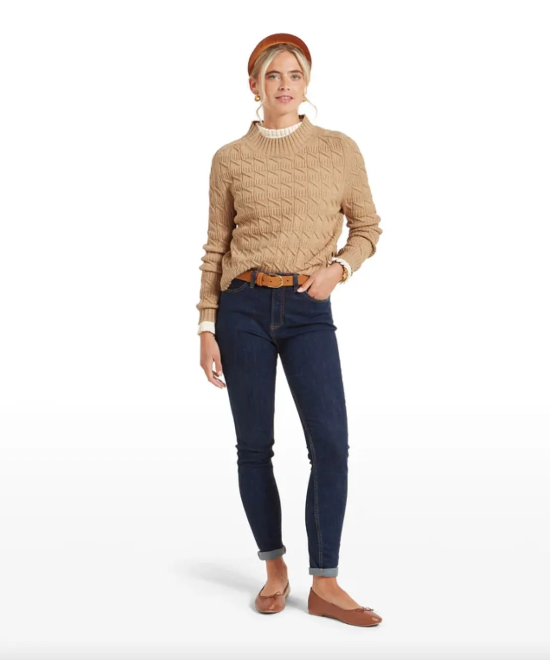 Schoffel Womens Sandsend cable - Warm Sand or Navy