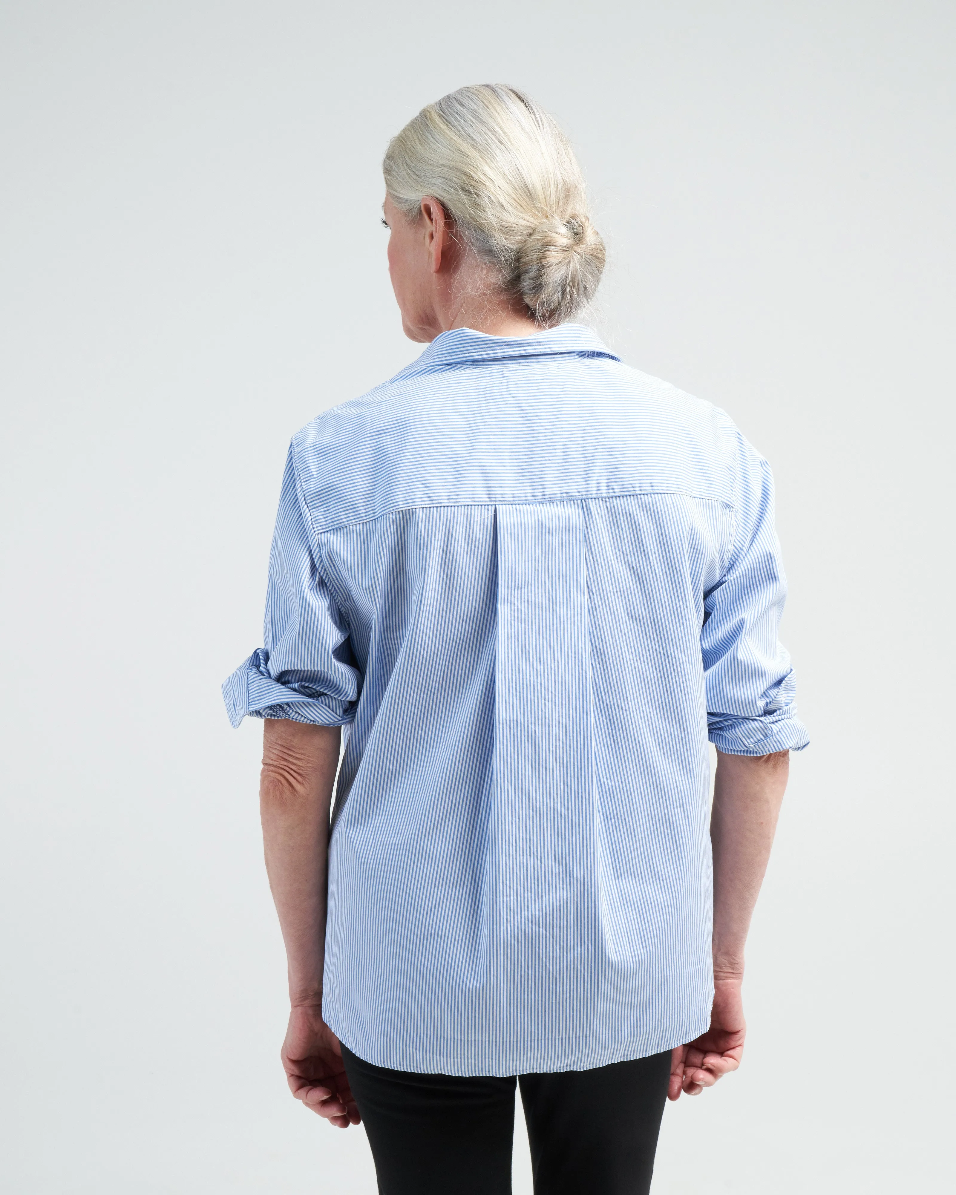 silvio woven button up - classic blue stripe