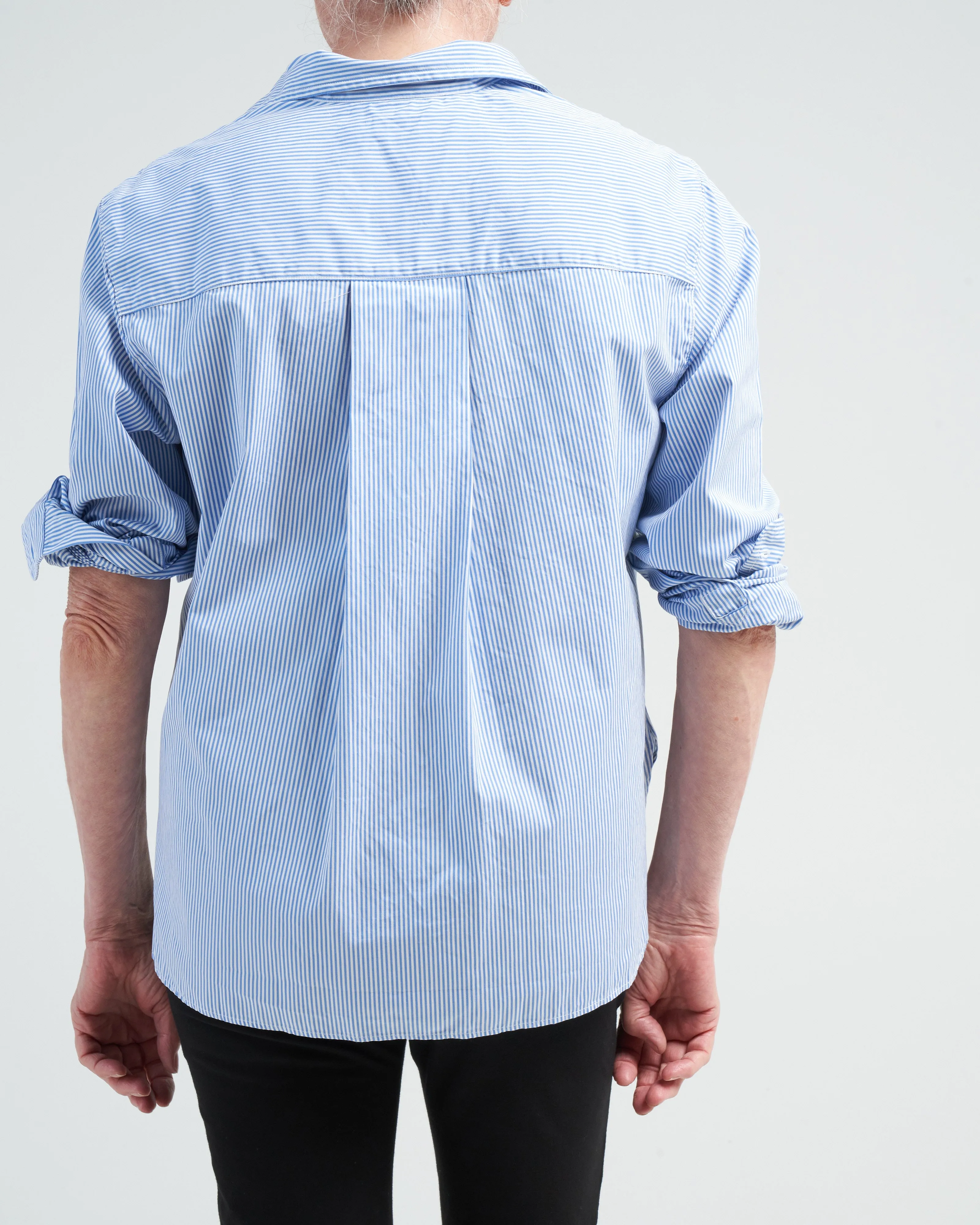 silvio woven button up - classic blue stripe