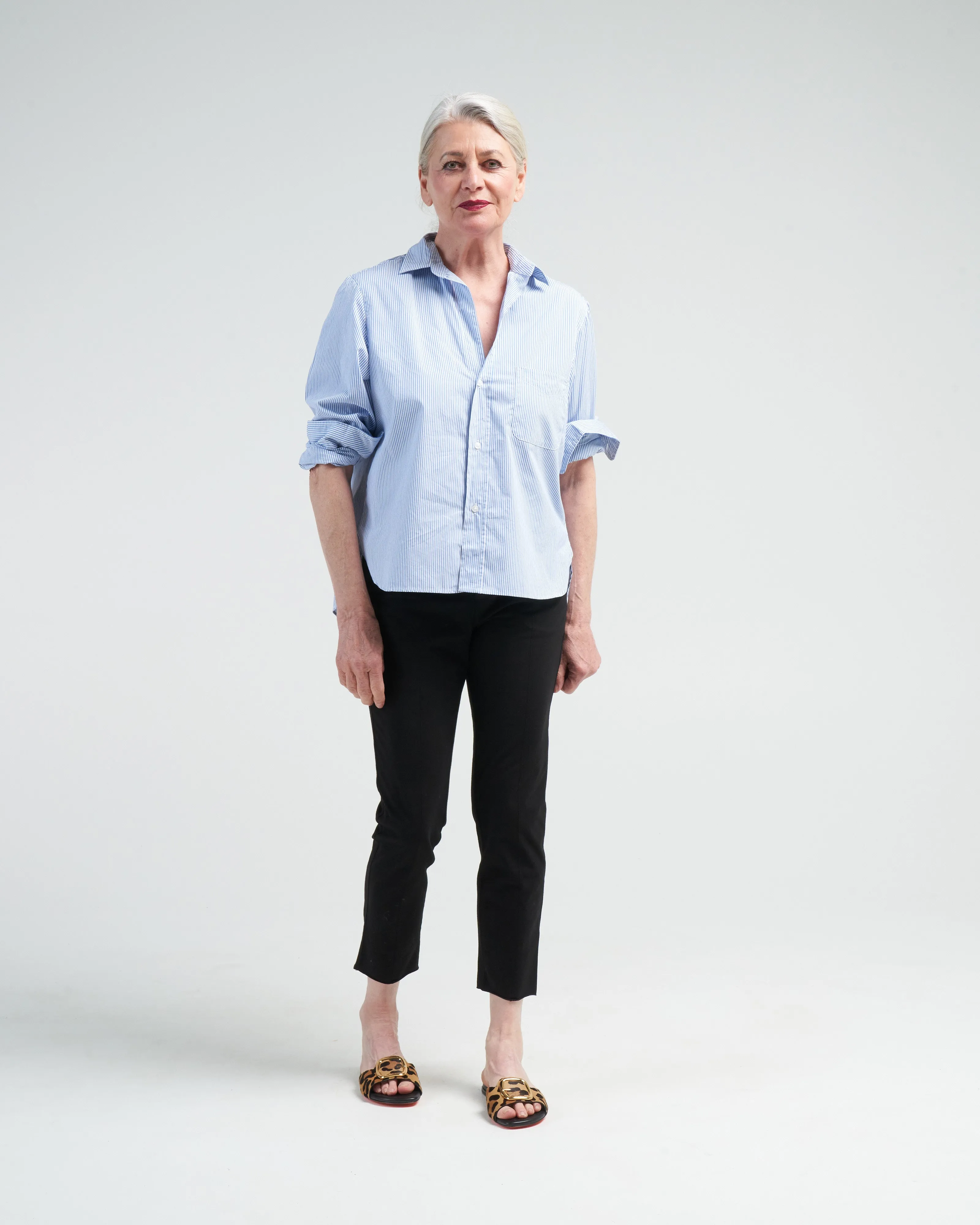 silvio woven button up - classic blue stripe