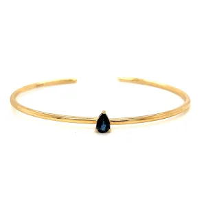 Simple Modern 14K Yellow Gold Flexible Sapphire Bangle Bracelet.