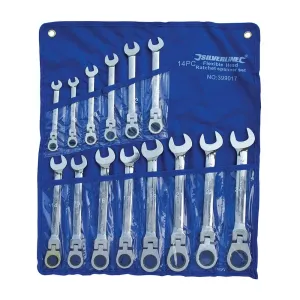 Spanner Set Flexible Head Ratchet 8mm - 24mm 14pce Silverline 399017