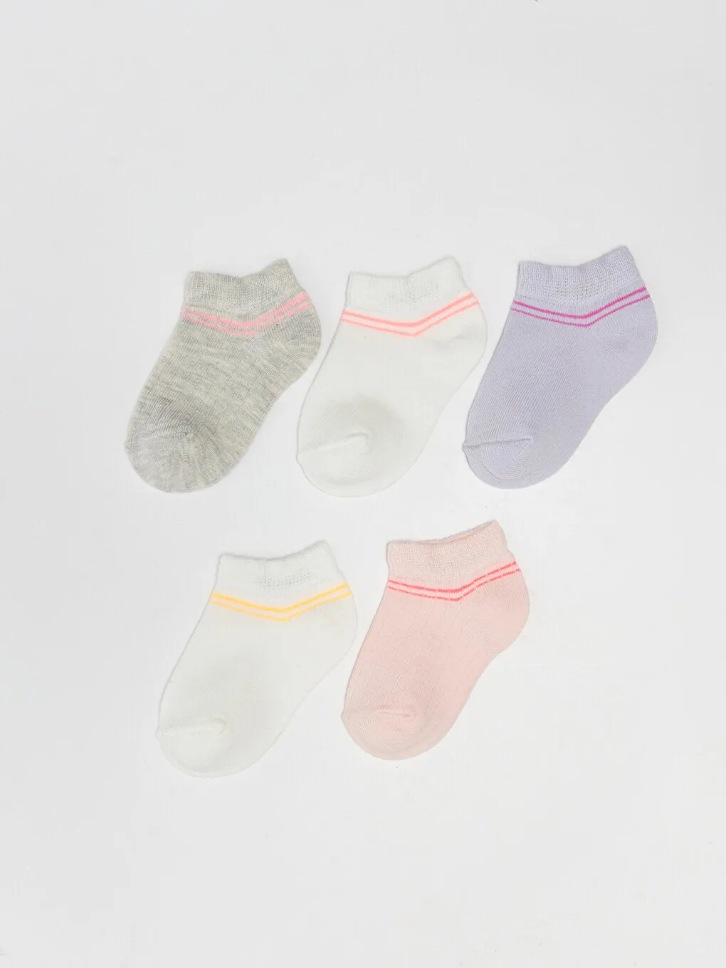 Striped Baby Girl Booties Socks 5-pack