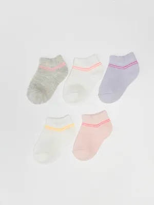 Striped Baby Girl Booties Socks 5-pack