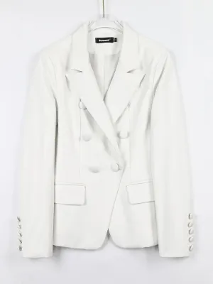 Stylish Short Pink Soft Pu Leather  Long Sleeve Slim Fit Jackets for Women
