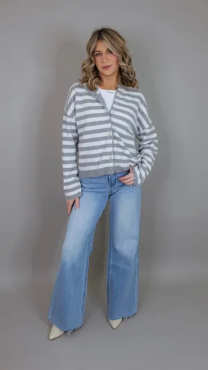 Susie Grey Striped Cardigan