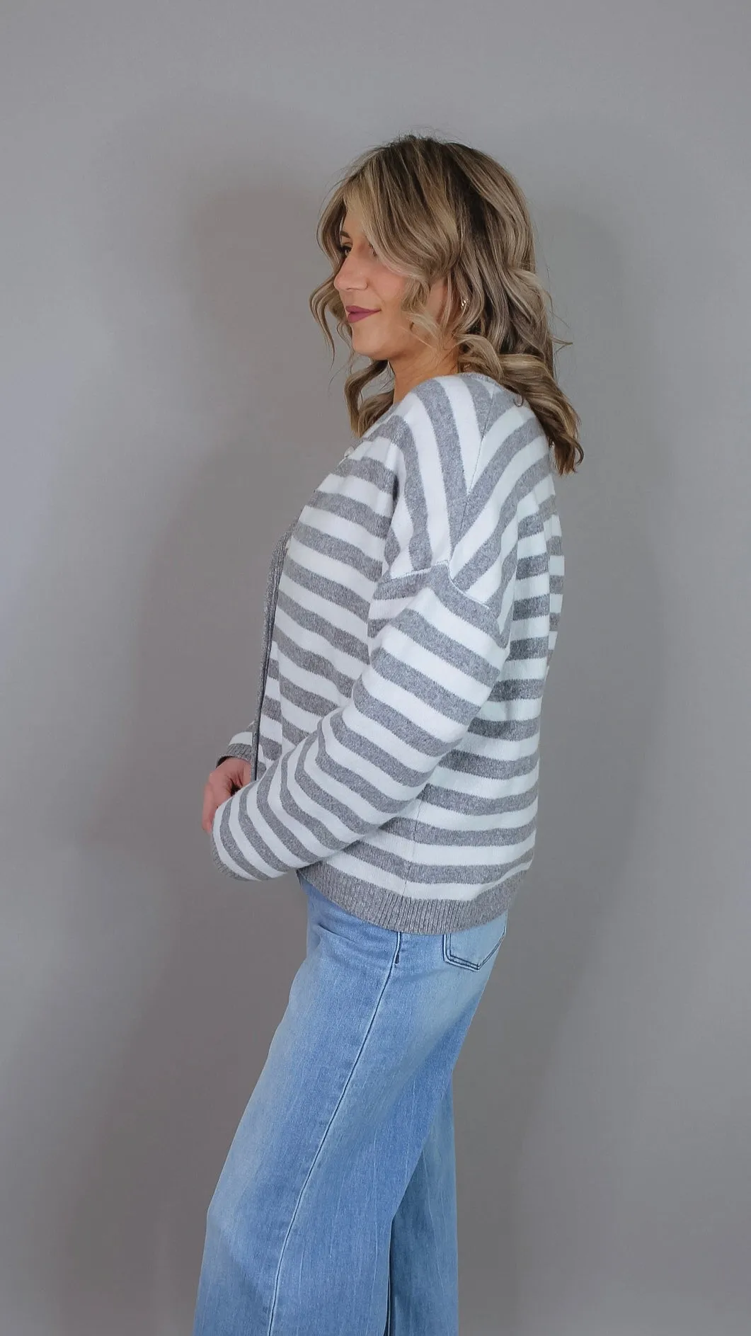 Susie Grey Striped Cardigan
