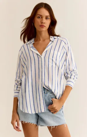 The Perfect Linen Top-Blue